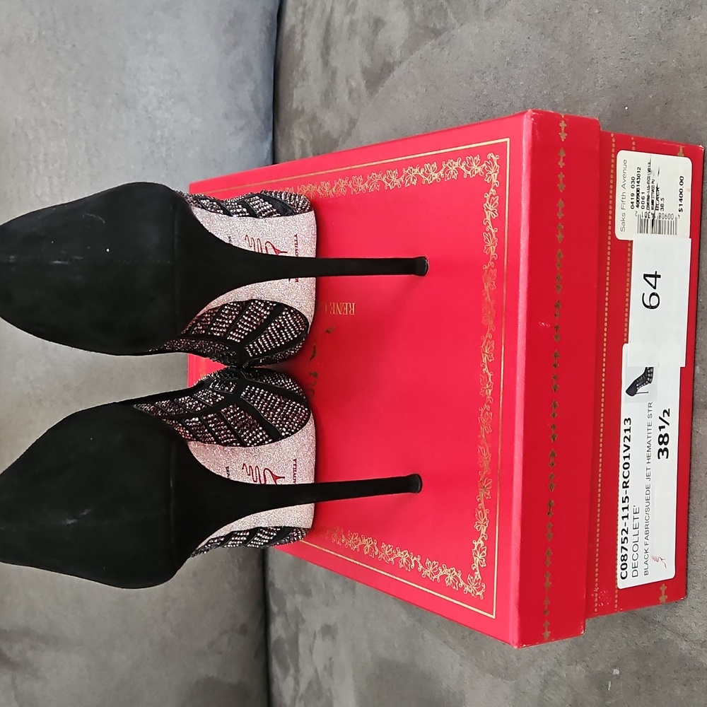 Rene Caovilla 38 1/2 Black/Silver Pumps - Picture 2 of 4